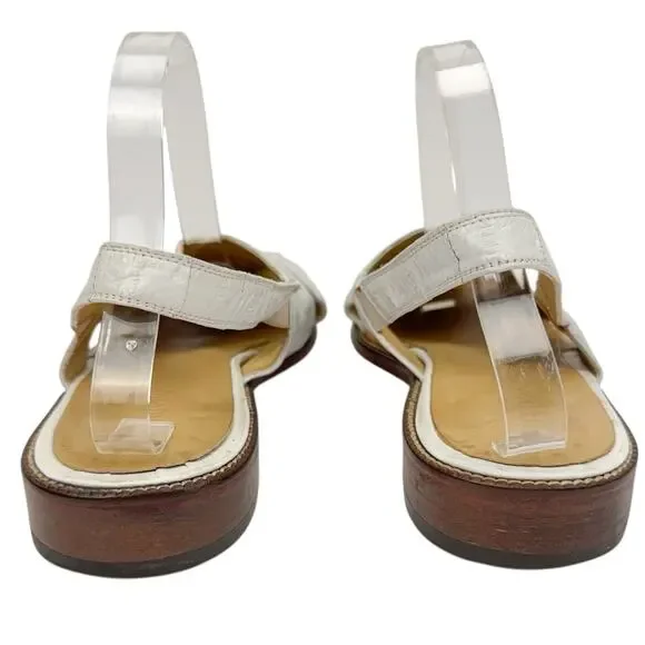 Studio Belvedere‎ White Eel Leather Slingback Sandals 9 Western Hand Made Unique - Picture 4 of 15